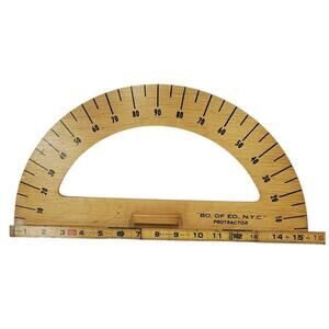 Vintage Wooden Classroom Protractor Bd. of Ed. NYC Large 16inch